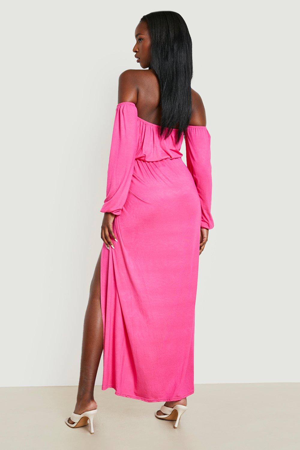 Hot pink 2024 bardot dress